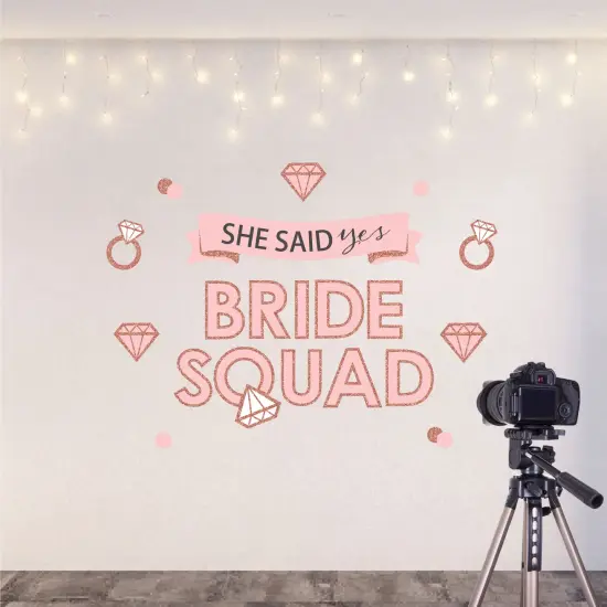 Big Dot of Happiness Bride Squad - Peel and Stick Rose Gold Bridal Shower or Bachelorette Party Decoration - Wall Decals Backdrop {6}