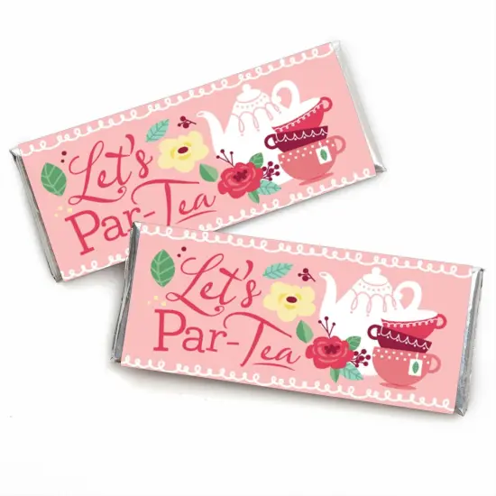 Big Dot of Happiness Floral Let's Par-Tea - Candy Bar Wrapper Garden Tea Party Favors - Set of 24 {1}