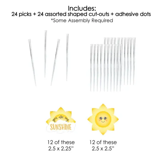 Big Dot of Happiness You Are My Sunshine - Dessert Cupcake Toppers - Baby Shower or Birthday Party Clear Treat Picks - Set of 24 {7}