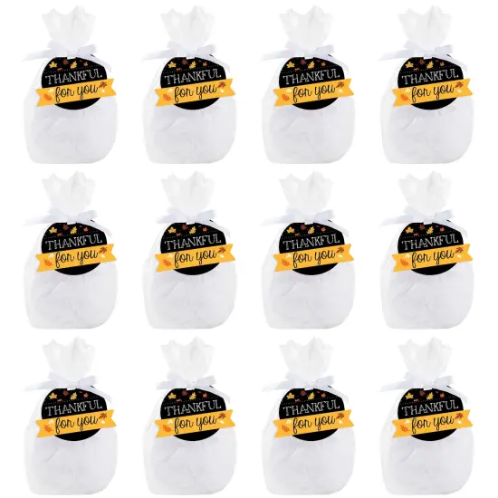 Big Dot of Happiness Give Thanks - Thanksgiving Party Clear Goodie Favor Bags - Treat Bags With Tags - Set of 12 {7}
