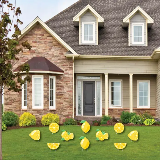 Big Dot of Happiness So Fresh - Lemon - Lawn Decorations - Outdoor Citrus Lemonade Party Yard Decorations - 10 Piece {3}