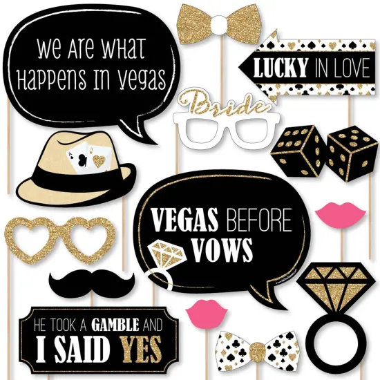 Big Dot of Happiness Vegas Before Vows - Las Vegas Bridal Shower or Bachelorette Party Photo Booth Props Kit - 20 Count {1}