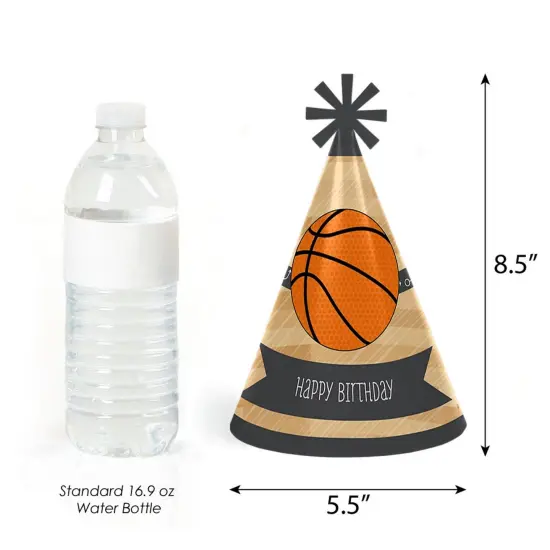 Big Dot of Happiness Nothin' but Net - Basketball - Cone Happy Birthday Party Hats for Kids and Adults - Set of 8 (Standard Size) {4}