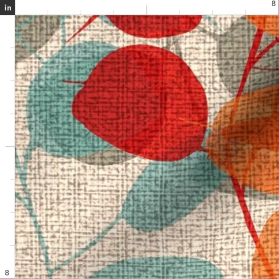 Various Fabrics by the Yard or Fat Quarter Botanical Leaves Faux Textured Red Brown Floral Nature Orange Branches Gray Lunaria Custom Printed Fabric by Spoonflower {4}