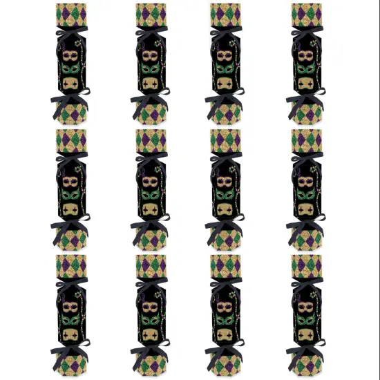 Big Dot of Happiness Mardi Gras - No Snap Masquerade Party Table Favors - DIY Cracker Boxes - Set of 12 {6}
