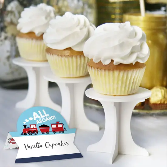 Big Dot of Happiness Railroad Party Crossing - Steam Train Birthday Party or Baby Shower Tent Buffet Card - Table Setting Name Place Cards - Set of 24 {6}