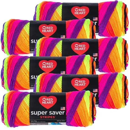 Multipack of 6 - Red Heart Super Saver Yarn-Bright Stripe {1}