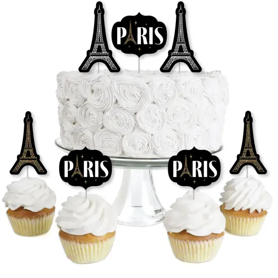 Big Dot of Happiness Stars over Paris - Dessert Cupcake Toppers - Parisian Themed Party Clear Treat Picks - Set of 24 {1}