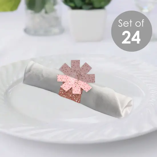 Big Dot of Happiness Pink Rose Gold Birthday - Happy Birthday Party Paper Napkin Holder - Napkin Rings - Set of 24 {3}