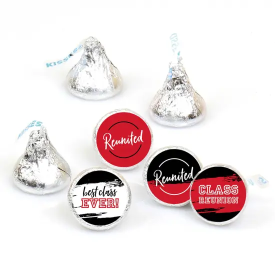 Big Dot of Happiness Reunited Red - School Class Reunion Party Round Candy Sticker Favors - Labels Fits Chocolate Candy (1 sheet of 108) {1}