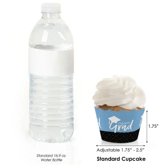 Big Dot of Happiness Light Blue Graduation Party Decorations - Party Cupcake Wrappers - Set of 12 {4}