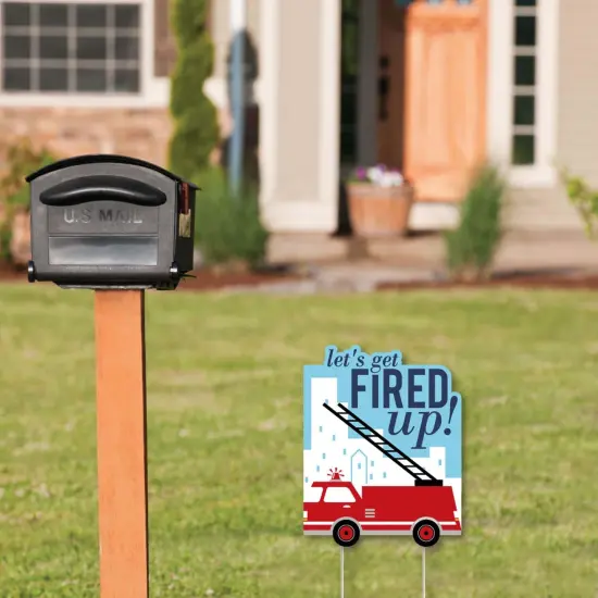 Big Dot of Happiness Fired Up Fire Truck - Outdoor Lawn Sign - Firefighter Firetruck Baby Shower or Birthday Party Yard Sign - 1 Piece {3}