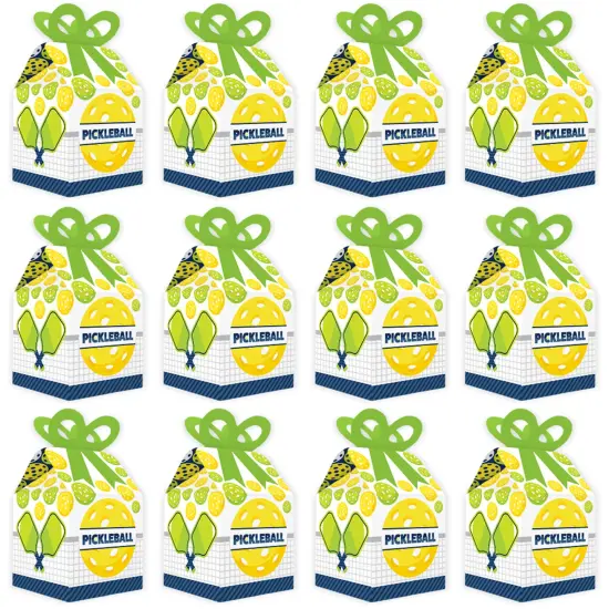 Big Dot of Happiness Let&rsquo;s Rally - Pickleball - Square Favor Gift Boxes - Birthday or Retirement Party Bow Boxes - Set of 12 {6}