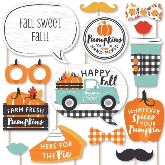 Big Dot of Happiness Happy Fall Truck - Harvest Pumpkin Party Photo Booth Props Kit - 20 Count {1}