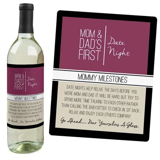 Big Dot of Happiness Mommy's First Milestones - Gift For Women - Wine Bottle Label Stickers - Set of 4 {6}