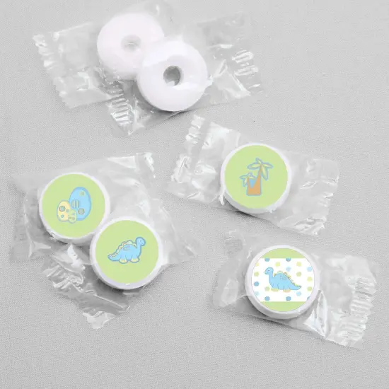 Big Dot of Happiness Baby Boy Dinosaur - Baby Shower Round Candy Sticker Favors - Labels Fits Chocolate Candy (1 sheet of 108) {4}