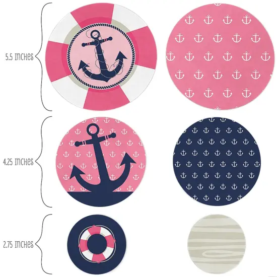 Big Dot of Happiness Ahoy - Nautical Girl - Baby Shower or Birthday Party Giant Circle Confetti - Party Decorations - Large Confetti 27 Count {3}