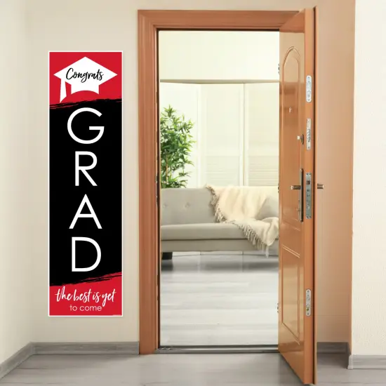 Big Dot of Happiness Red Graduation Party Door Decoration - Vertical Banner {7}