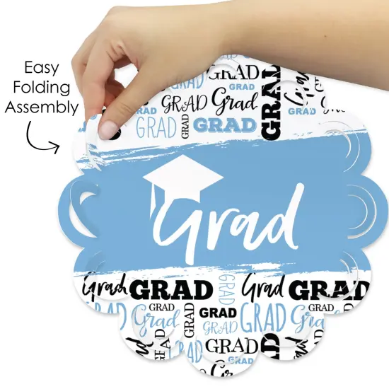 Big Dot of Happiness Light Blue Grad Best is Yet to Come Light Blue Graduation Party Round Table Decorations Paper Chargers Place Setting For 12 {6}