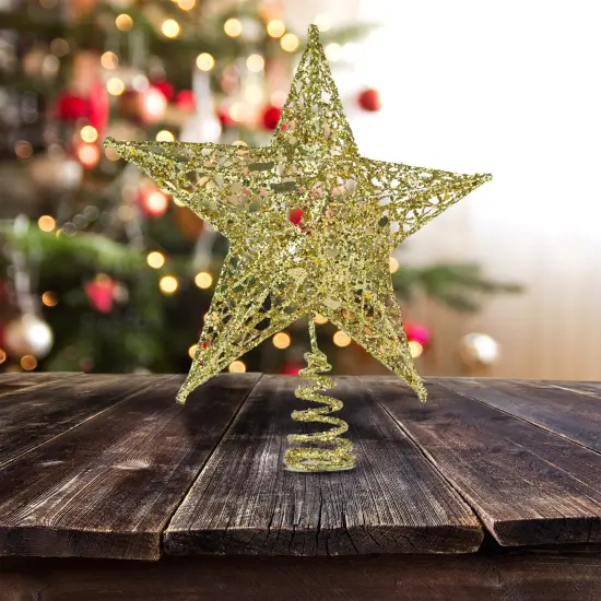 Ornativity Gold Star Tree Topper - Christmas Glitter Star Ornament Treetop Decoration {4}
