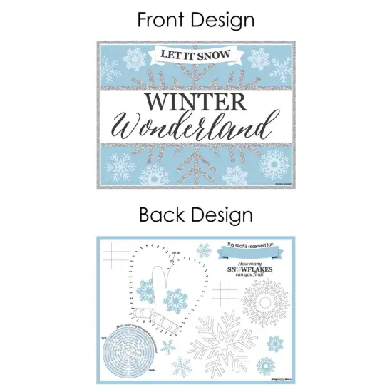 Big Dot of Happiness Winter Wonderland - Paper Snowflake Holiday Party and Winter Wedding Coloring Sheets - Activity Placemats - Set of 16 {7}