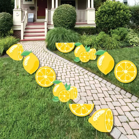 Big Dot of Happiness So Fresh - Lemon - Lawn Decorations - Outdoor Citrus Lemonade Party Yard Decorations - 10 Piece {1}