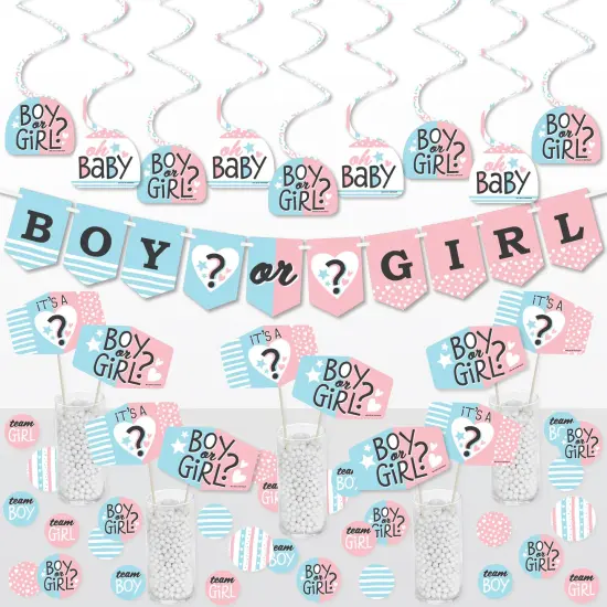 Big Dot of Happiness Baby Gender Reveal - Team Boy or Girl Party Supplies Decoration Kit - Decor Galore Party Pack - 51 Pieces {1}