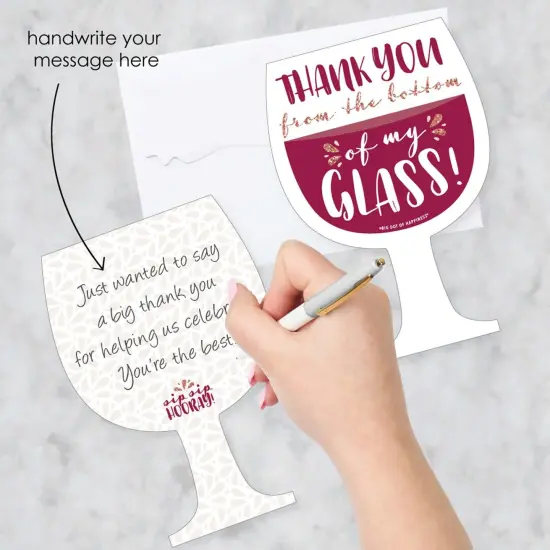 Big Dot of Happiness But First, Wine - Shaped Thank You Cards - Wine Tasting Party Thank You Note Cards with Envelopes - Set of 12 {3}