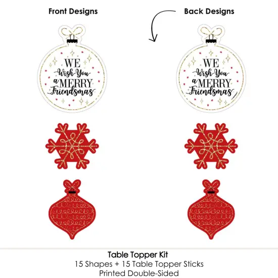 Big Dot of Happiness Red and Gold Friendsmas - Friends Christmas Party Centerpiece Sticks - Table Toppers - Set of 15 {6}