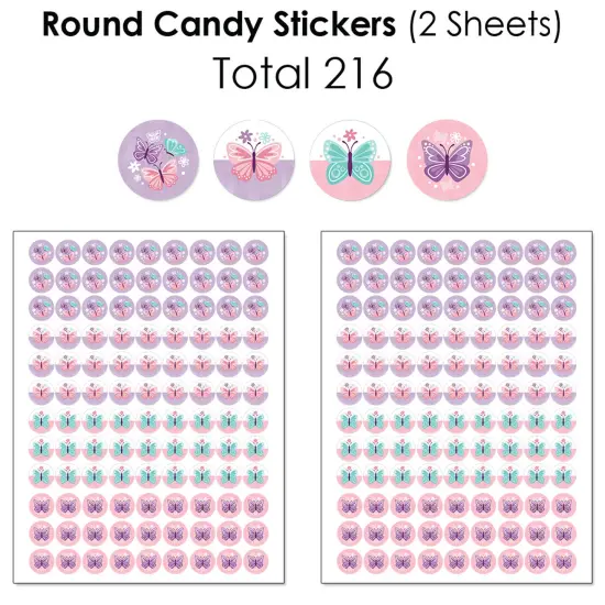 Big Dot of Happiness Beautiful Butterfly - Floral Baby Shower or Birthday Party Candy Favor Sticker Kit - 304 Pieces {6}