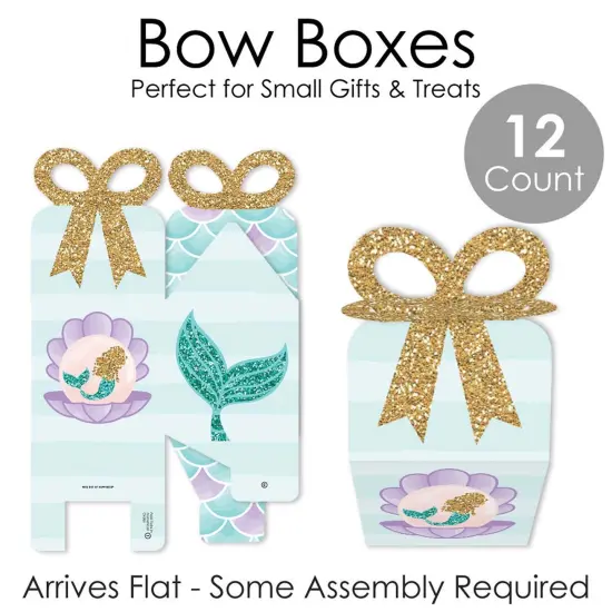 Big Dot of Happiness Let's Be Mermaids - Square Favor Gift Boxes - Baby Shower or Birthday Party Bow Boxes - Set of 12 {7}