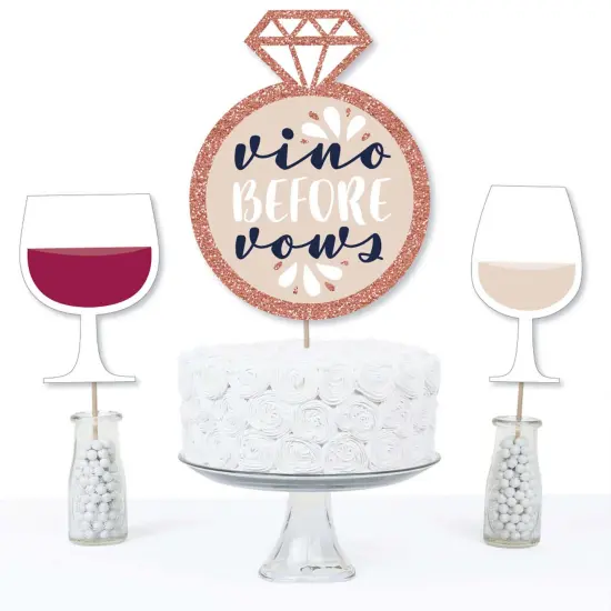 Big Dot of Happiness Vino Before Vows - Winery Bridal Shower or Bachelorette Party Centerpiece Sticks - Table Toppers - Set of 15 {4}