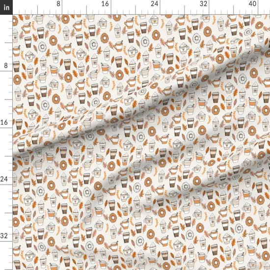 Various Fabrics by the Yard or Fat Quarter Pumpkin Spice Latte Coffee Donuts Fall Autumn Ivory White Custom Printed Fabric by Spoonflower {1}