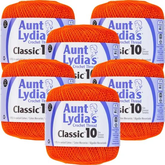 Multipack of 6 - Aunt Lydia's Classic Crochet Thread Size 10-Pumpkin {1}