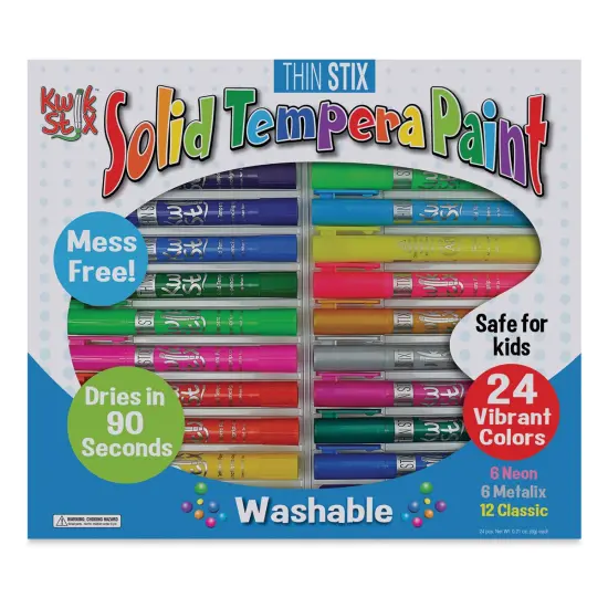 Kwik Stix Tempera Paint - Set of 24, Thin Stix, Assorted {2}