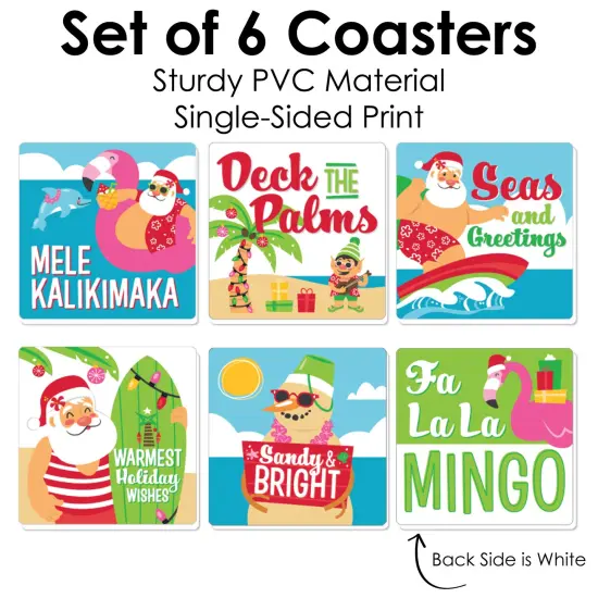 Big Dot of Happiness Tropical Christmas - Funny Beach Santa Holiday Party Decorations - Drink Coasters - Set of 6 {6}