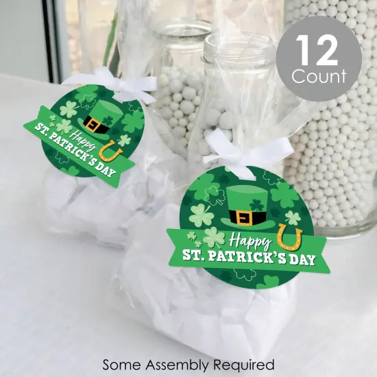 Big Dot of Happiness Shamrock St. Patrick's Day - Saint Paddy&rsquo;s Day Party Clear Goodie Favor Bags - Treat Bags With Tags - Set of 12 {3}