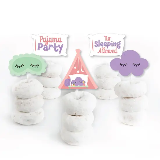 Big Dot of Happiness Pajama Slumber Party - Dessert Cupcake Toppers - Girls Sleepover Birthday Party Clear Treat Picks - Set of 24 {3}