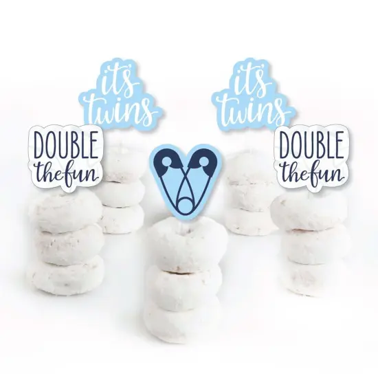 Big Dot of Happiness It's Twin Boys - Dessert Cupcake Toppers - Blue Twins Baby Shower Clear Treat Picks - Set of 24 {3}