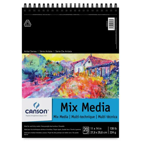 Canson Artist Series Mix Media Pad - , 11" x 14", Portrait, Wirebound, 20 Sheets {1}