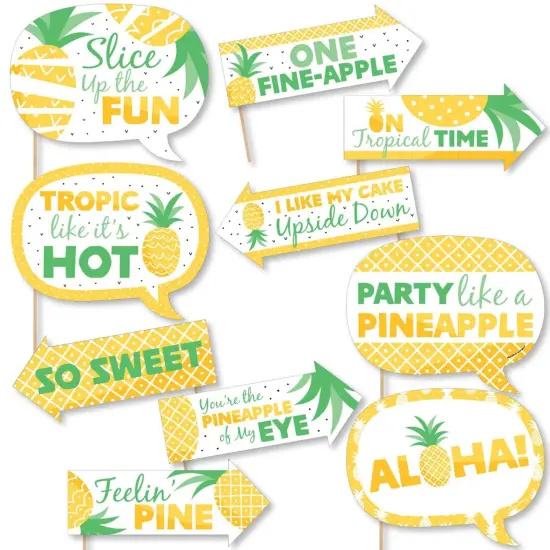Big Dot of Happiness Funny Tropical Pineapple - Summer Party Photo Booth Props Kit - 10 Piece {1}