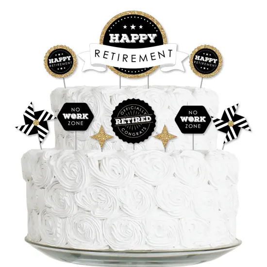 Big Dot of Happiness Happy Retirement - Retirement Party Cake Decorating Kit - Happy Retirement Cake Topper Set - 11 Pieces {1}
