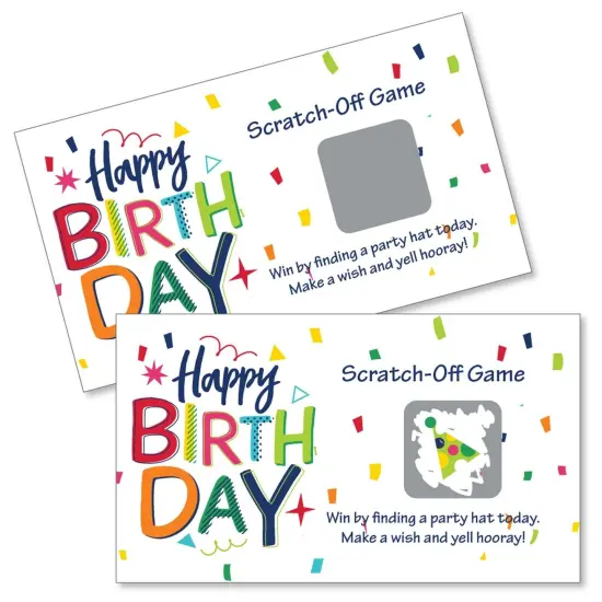 Big Dot of Happiness Cheerful Happy Birthday - Colorful Birthday Party Game Scratch Off Cards - 22 Count {1}