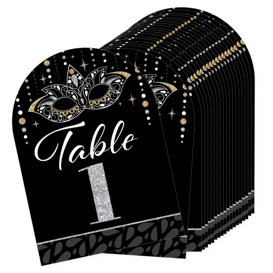Big Dot of Happiness Masquerade - Mask Party Double-Sided 5 x 7 inches Cards - Table Numbers - 1-20 {1}