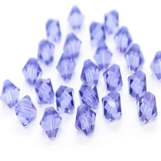 100pcs Authentic Preciosa 3mm (0.12 Inch) Small Faceted Bicone Crystal Beads Tanzanite Compatible with Swarovski Crystals 5301/5328 Pre-B326 {3}