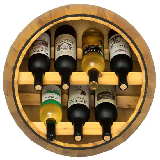 Wooden Hanging Wine Barrel Wine Rack {5}