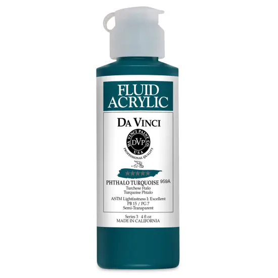 Da Vinci Fluid Acrylics - Phthalo Turquoise, 4 oz bottle {1}