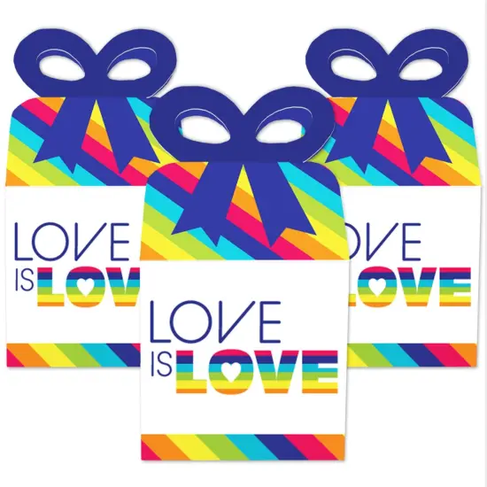 Big Dot of Happiness Love is Love - Pride - Square Favor Gift Boxes - Rainbow Party Bow Boxes - Set of 12 {3}
