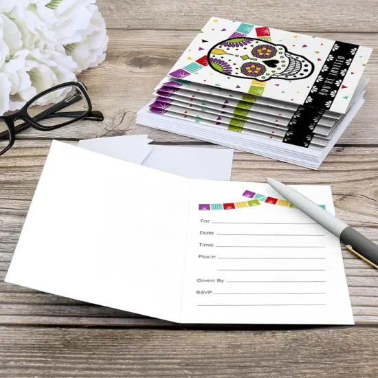Big Dot of Happiness Day of the Dead - Fill-in Sugar Skull Party Invitations (8 count) {6}