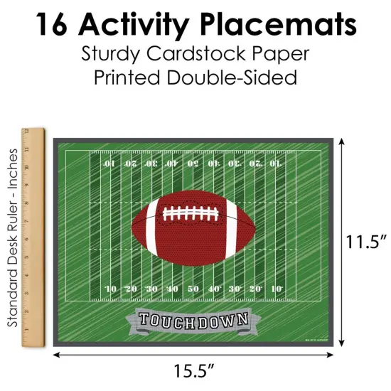 Big Dot of Happiness End Zone - Football - Paper Birthday Party Coloring Sheets - Activity Placemats - Set of 16 {6}